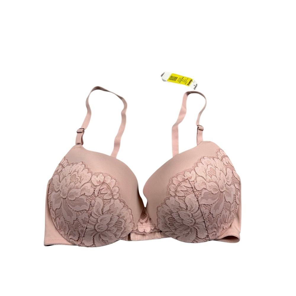 Maidenform Womens 36D Bra Pink Floral Lace Underwire Padded T-Shirt